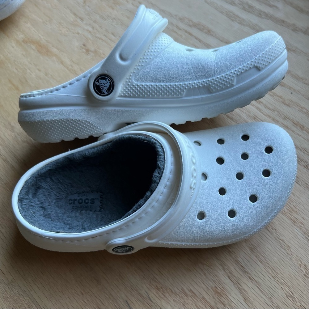 CROCS white insulated Faux Fur Lined Clog Unisex Shoes Slip On - Picture 5 of 7